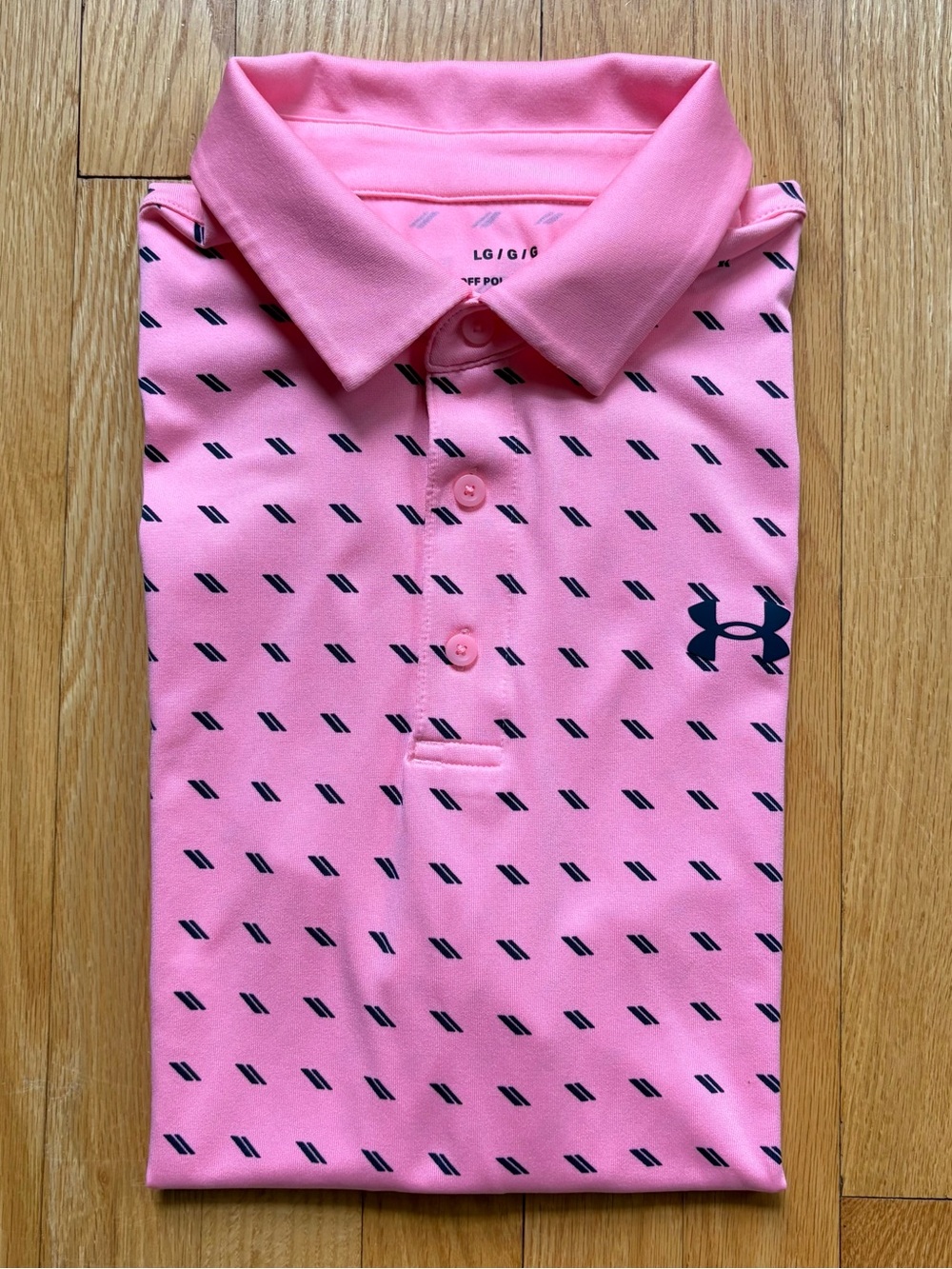 Under Armour Mens Short Sleeve Playoff Polo Shirt Golf Large Pink Unique Pattern